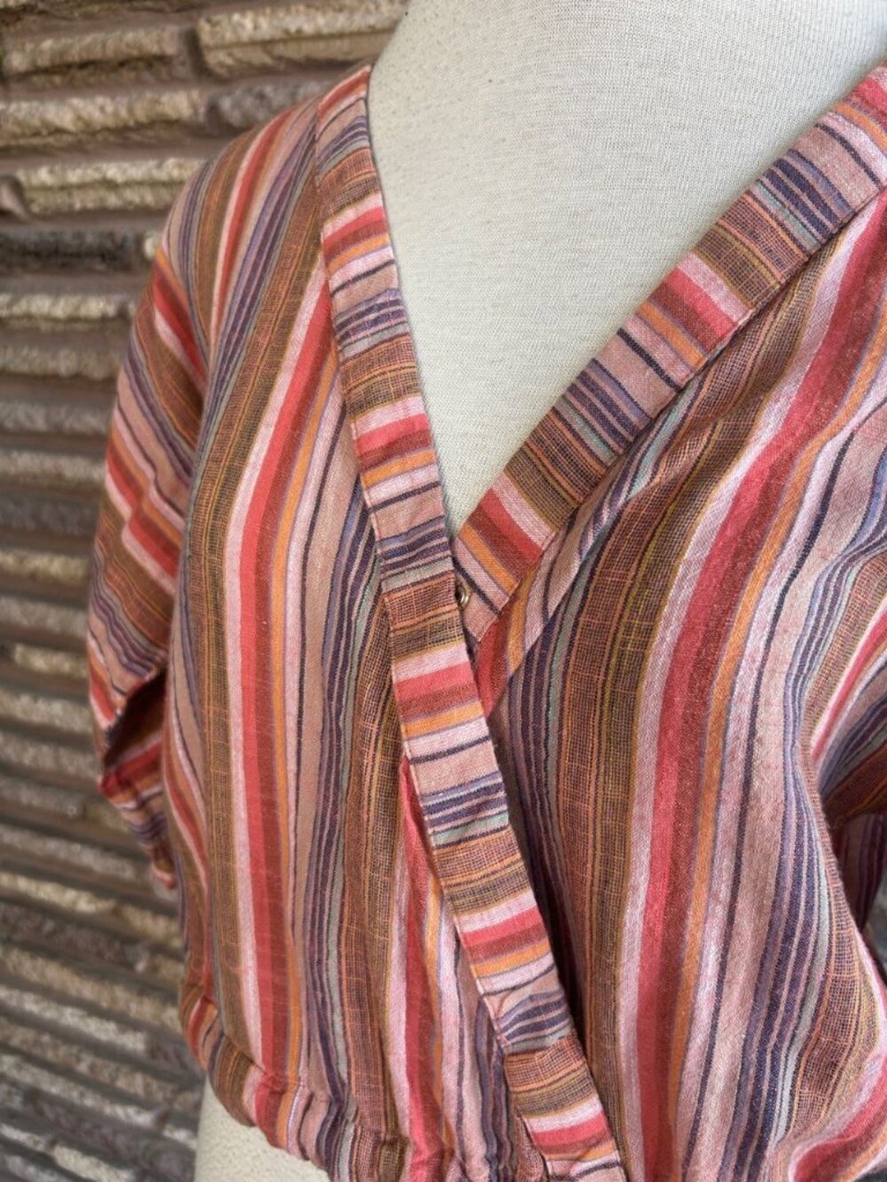 Girl Krazy Retro Striped Boho Retro Wrap Style Side Tie Size Medium - Picture 5 of 8